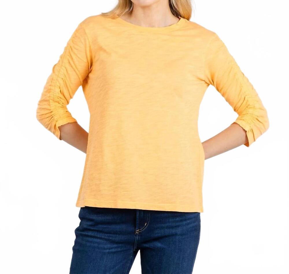 NEW ELLIOTT LAUREN crissy crew neck ruched sleeve tee in creamsicle